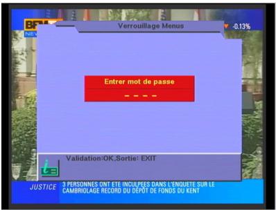 CGV PREMIO DT3 - «Verrouillage menus»: protection par mot de passe - 2