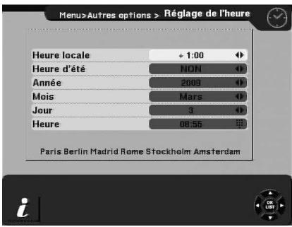 CGV PREMIO HD-W - Sous-menu '6-autres options'/'3-réglage de l'heure - 2