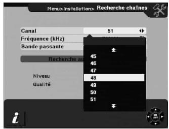 CGV PREMIO HD-W - 'Recherche chaînes': recherche manuelle sur un canal de fréquence - 1