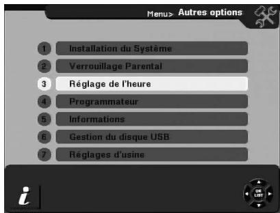 CGV PREMIO HD-W - Sous-menu '6-autres options'/'3-réglage de l'heure - 1