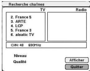 CGV PREMIO HD-W - 'Recherche chaînes': recherche manuelle sur un canal de fréquence - 5