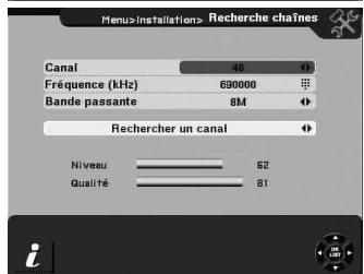CGV PREMIO HD-W - 'Recherche chaînes': recherche manuelle sur un canal de fréquence - 3