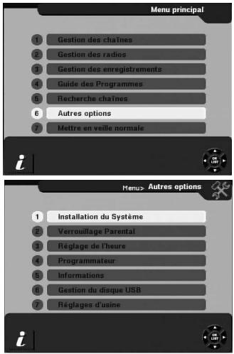 CGV PREMIO HD-W - Sous-menu '6-autres options - 1