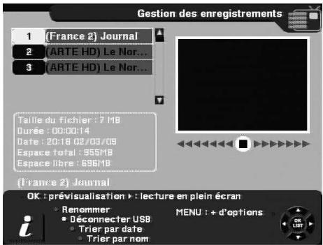CGV PREMIO HD-W - Sous-menu '3-gestion des enregistrements - 2