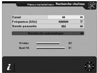CGV PREMIO HD-W - 'Recherche chaînes': recherche manuelle sur un canal de fréquence - 2
