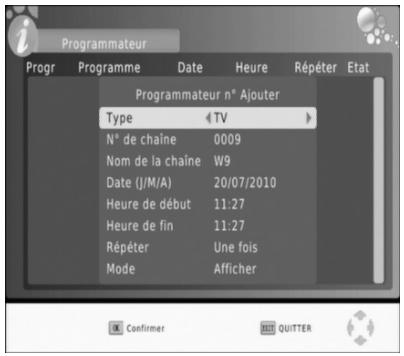 CGV PREMIO HD-W3 - Paramètres utilisés\programmateur - 1