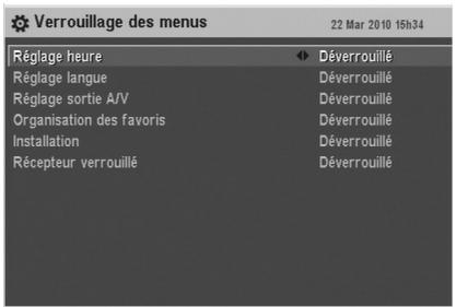 CGV PREMIO SAT HD-W - Contrôle parental : Verrouillage des menus - 1