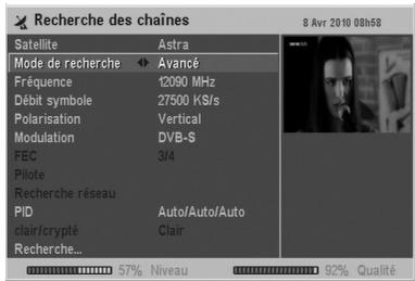 CGV PREMIO SAT HD-W - Recherche d'une chaîne d'un transpondeur - 1