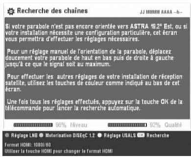 CGV PREMIO SAT HD-W - 2^ème page d'installation rapide: « Recherche des chaînes » - 1
