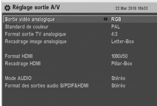 CGV PREMIO SAT HD-W - Réglage sortie A/V - 1
