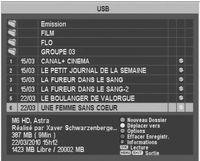 CGV PREMIO SAT HD-W - Relire des enregistrements depuis le support de stockage USB - 1