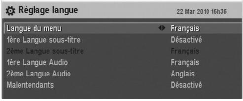 CGV PREMIO SAT HD-W - Réglage langue - 1