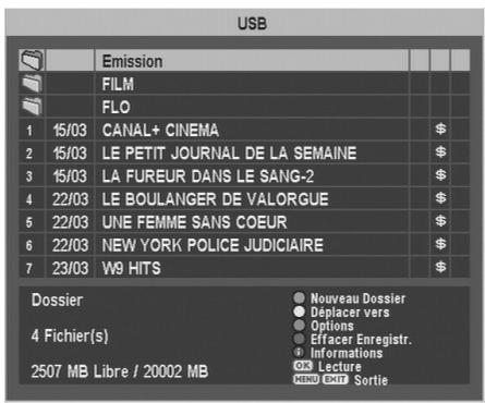 CGV PREMIO SAT HD-W - Touche《MENU》Mes enregistements - 1