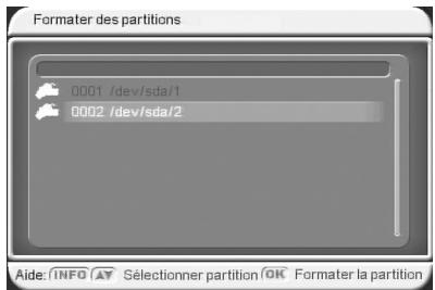 CGV PREMIO ST3 - Sous-menu "USB"\"Gestion disque USB"\"Formater des partitions - 2