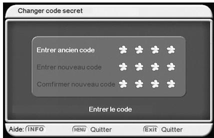 CGV PREMIO ST3 - Sous-menu "Configuration"\"Changer code secret - 1