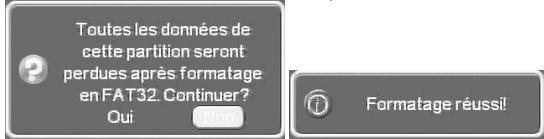 CGV PREMIO ST3 - Sous-menu "USB"\"Gestion disque USB"\"Formater des partitions - 1