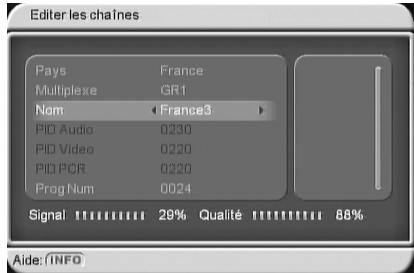 CGV PREMIO ST3 - Sous-menu "Gestion des chaînes" - "Éditer les chaînes - 3