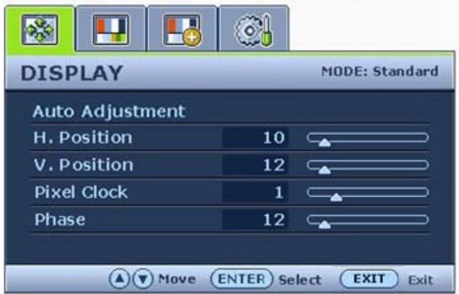 BENQ FP202W A - Menu DISPLAY (AFFICH.) - 1