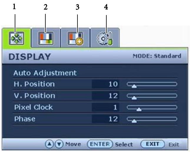 BENQ FP202W A - Mode du menu principal - 1