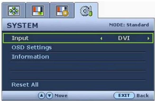 BENQ FP202W A - Menu SYSTEM (SYSTEME) - 1