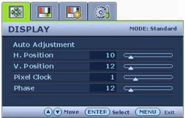 BENQ FP222WA - Menu DISPLAY (AFFICH.) - 1