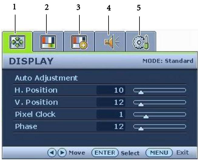BENQ G2400W - Mode du menu principal - 1