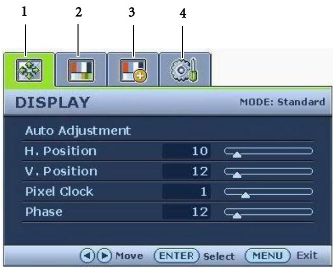 BENQ G900W - Mode du menu principal - 1