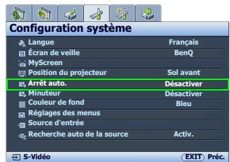 BENQ W5000 - Parametre Arrêt auto. - 1