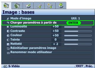 BENQ W5000 - Configuration du mode Util. 1/Util. 2/Util. 3 - 1