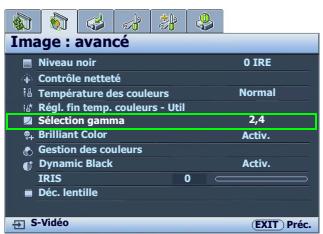 BENQ W5000 - Sélection d'un paramètre Gamma - 2