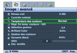 BENQ W5000 - Sélection d'une température des couleurs - 1