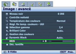 BENQ W5000 - Ajustement du taux de contraste via IRIS - 2