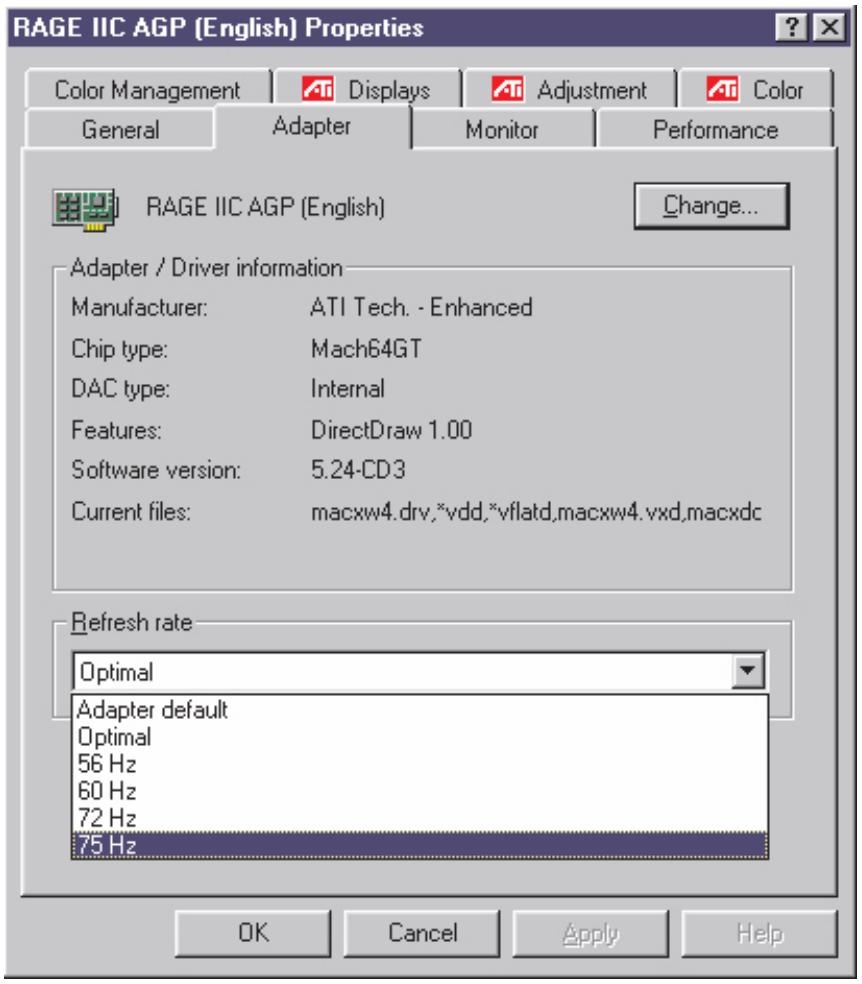 BENQ FP767 V2 - Choix du taux de rafraîchissement correct - 3