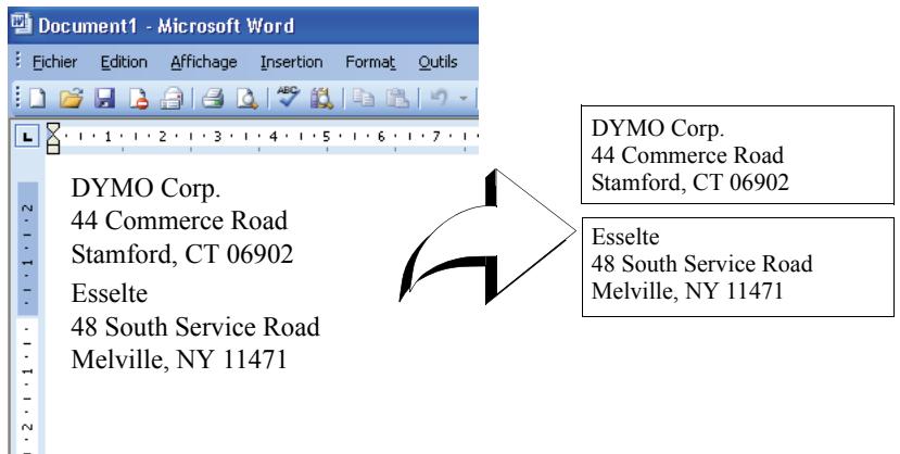 DYMO LABEL SOFTWARE V7.6 - Texte sur plusieurs lignes à partir d'un traitement de texte - 1