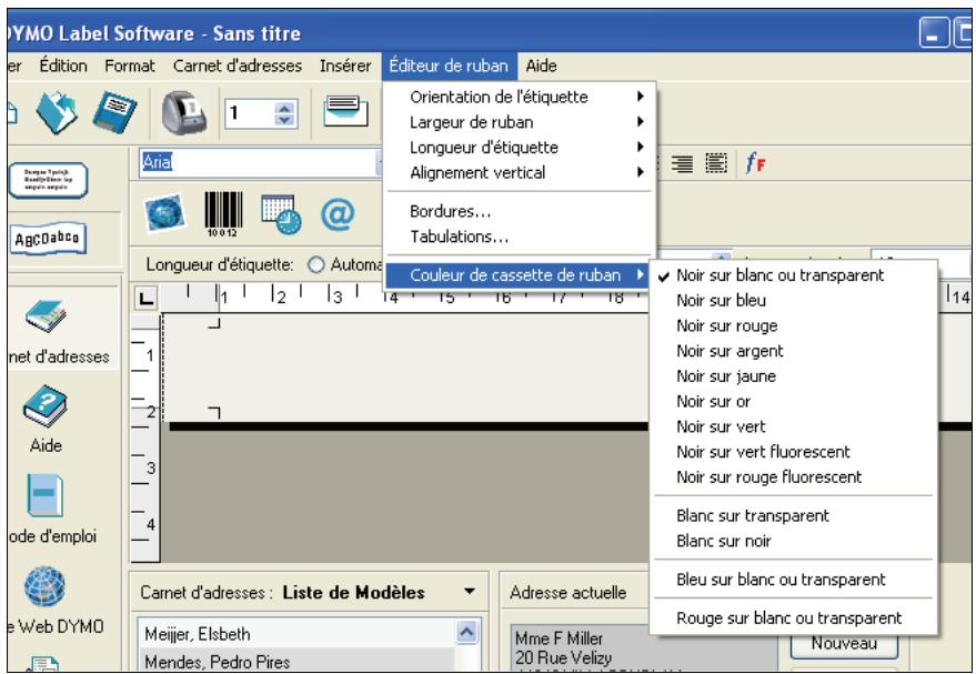 DYMO LABEL SOFTWARE V7.6 - Pour établier la couleur de cassette de ruban - 1