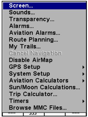 LOWRANCE AIRMAP 600C - Une fois dans le menu de l'écran : - 1