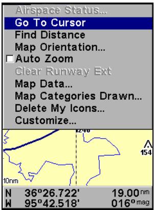 LOWRANCE AIRMAP 600C - Se rendre à la position du curseur sur la carte - 1