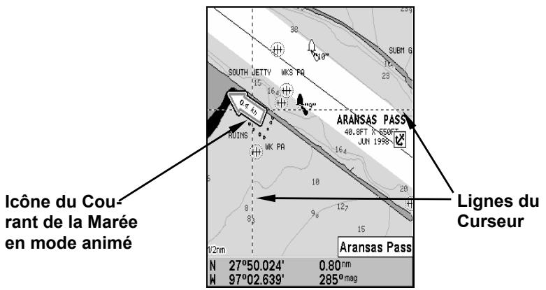 LOWRANCE AIRMAP 600C - Pour visualiser les informations sur le courant de la marée : - 1