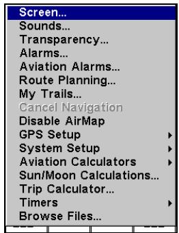 LOWRANCE AIRMAP 600C - Menu principal - 1