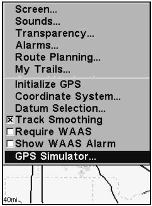 LOWRANCE GLOBALMAP 3300C - Pour accéder au simulateur GPS: - 1