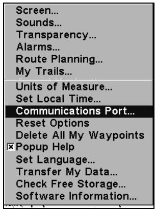LOWRANCE GLOBALMAP 3300C - Configuration du port com - 1