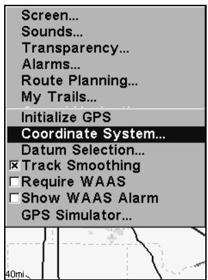LOWRANCE GLOBALMAP 3300C - Sélection du système de coordonnées - 1