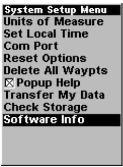 LOWRANCE IFINDER - Informations sur la version du logiciel - 2