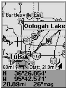 LOWRANCE IFINDER - Se rendre à la position du curseur. dans cet exemple, le curseur a sélectionné la ville de oologah, en oklahoma. - 2