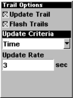 LOWRANCE IFINDER - Taux de mise à jour du tracé (temps, distance) - 1