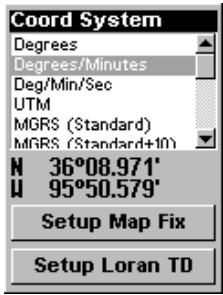 LOWRANCE IFINDER - Sélection du système de coordonnées - 2