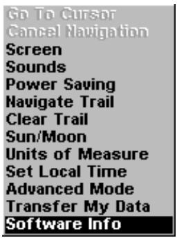 LOWRANCE IFINDER - Informations sur la version du logiciel - 1