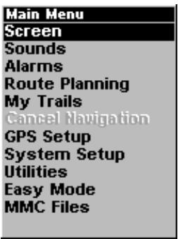 LOWRANCE IFINDER - Une fois dans le menu screen (écran): - 1