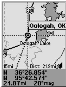LOWRANCE IFINDER - Se rendre à la position du curseur. dans cet exemple, le curseur a sélectionné la ville de oologah, en oklahoma. - 1