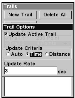 LOWRANCE IFINDER H2O C - Niveau de mise à jour des tracés (temps, distance) - 1